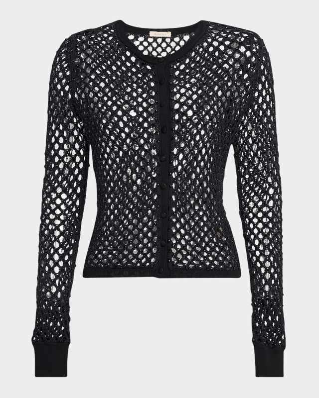 Zora Crystal Crochet-Knit Cardigan